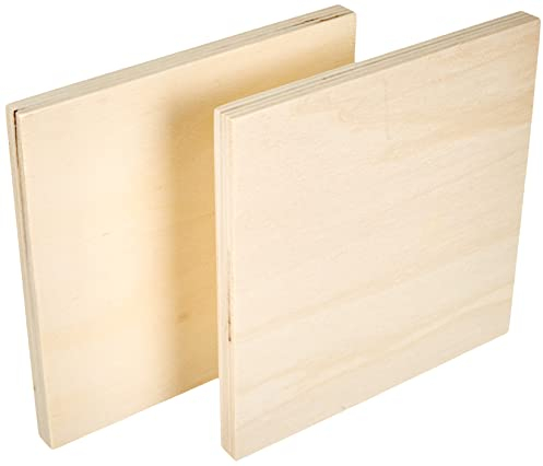Artemio 14002351 Set of 2 Square Sheets, Wood, Beige, 15 x 1.2 x 15 cm