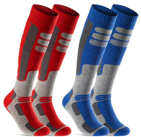 sockenkauf24 2 Paires Chaussettes de Ski/Snowboard Homme Femme Respirant Chaussettes au genou