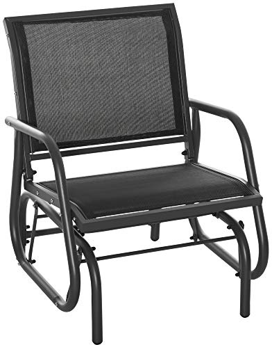 Outsunny Panchina a Dondolo da Giardino a un Posto in Metallo e Tessuto a Rete Traspirante, 66x70x85cm, Nero e Grigio Scuro