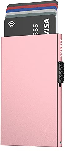 VULKIT Minimalist Credit Card Holder Pop Up Cards RFID Protection Slim Metal Wallet