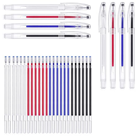 Markierstift für Stoff in 4 Farben Stoff Markierung Stifte Hitze Löschbar Stift Verschwindender Stift mit 8 Stifthalter und 32 Minen für Schneider Stoffe Nähen Markieren Quilten Werkzeuge 40 Stück