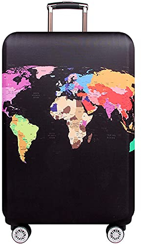 MosaiRudo Housse de valisse Bagage Élastique Bagages Couverture Valise Couverture Protecteur Housse de Bagage pour 18-32 Pouce Valise (Carte du Monde, XL)