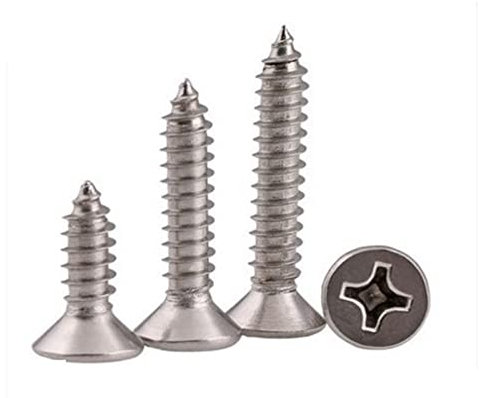 10-100pcs M1 M1.2 M1.4 M1.7 M2 M2.3 M2.6 M3 M4 M5 M6 Tornillos de rosca de cabeza avellanada empotrados en cruz de acero inoxidable Tornillo de madera-m2 100pcs, 10mm