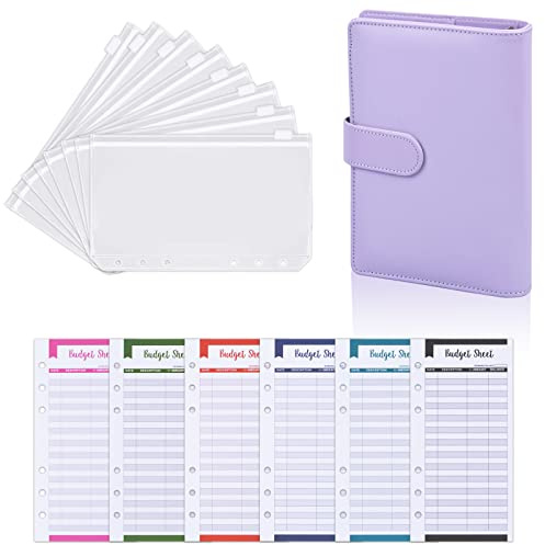 Budget Planner A6 Ringbuch Geld Organizer Leder Notizbuch Ordner mit Geldumschläge Budget Planer Umschlag Organizer,Binder mit Umschlägen 8 Binder-Taschen 12 Budgetblätter Finanzen Planer