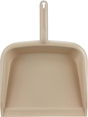 SPARTA Large Handheld Dustpan with Hanging Hole, Heavy-Duty Plastic Dustpan with Wide Lip for Countertops and Surfaces, Plastic, 10 Inches, Tan