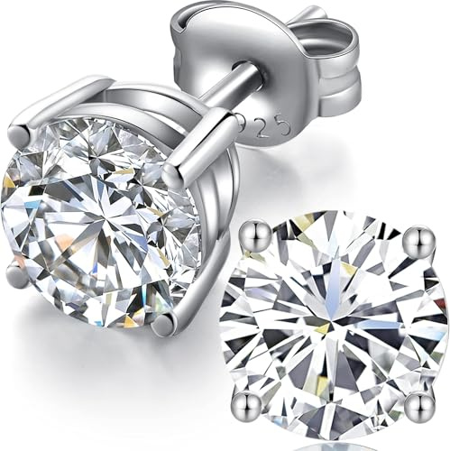 Orecchini Uomo Diamanti Zirconi Argento Diamante Orecchino Uomo Donna Con Zirconi Argento 18K Oro Placcata Orecchini Donna 4mm