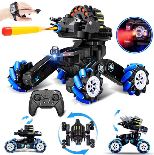 ROHSCE RC Tank that Shoots Gesture Sensing RC Tank, 2.4GHz Battle Soft Bullets Hand Control Car Drift Remote Control Trucks for Boys & Girls 8-12, Remote Control Tank with Light Music