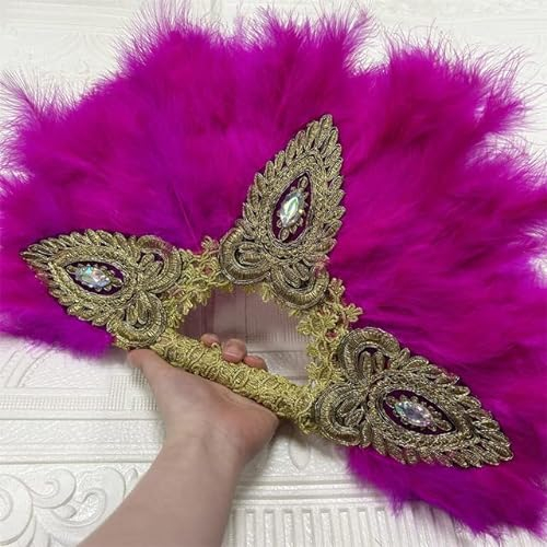 Großer Design-afrikanischer weißer Federfächer für Damen, Hochzeit, Federfächer für Braut, doppelseitige Feder, nigerianische Blume – 12