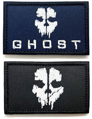 2-pack spökskalle taktiskt tyg broderade moraleslappar märken 8 cm x 5 cm krok & ögla Airsoft COD taktisk lapp cosplay Storbritannien