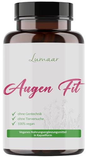 Augen Fit Augenvitamine Kapseln Hochdosiert - WICHTIG: Komplex mit Lutein, Zeaxanthin, Heidelbeer-Extrakt, Aufrechter Studentenblumen-Extrakt, Vitamin C+E &mehr