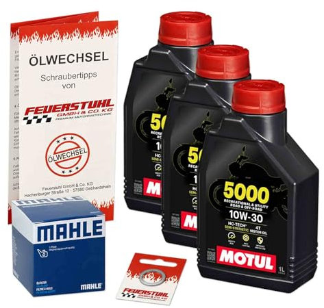 Öl & Ölfilter für Honda CBF 600, 2008-2013 (PC43), Ölwechsel Set 10W-30 Motoröl + Mahle Filter + Dichtring(e)