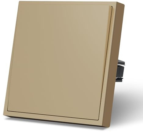 MVAVA Interruptor pared con Mate,Interruptores de luz con Garfio,Basculante Con Gran Panel,Fácil Instalación,1 Gang 1 Vía,86mm Oro