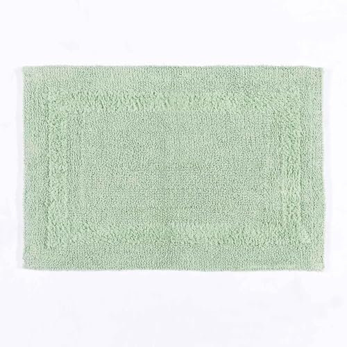 Homescapes Großer Badvorleger salbeigrün, XXL Badematte 70x120 cm, Baumwoll-Badteppich Premium mit Wende-Design