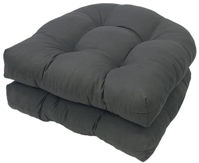 FYHTC Stuhlkissen 2er Set, Sessel Kissen Zurück Sitzkissen Pad 48x48 cm, Sitzpolster für Outdoor Geeignet, Outdoor Gartenstuhlkissen，Wasserdichtes Stuhlkissen(Dark Gray)