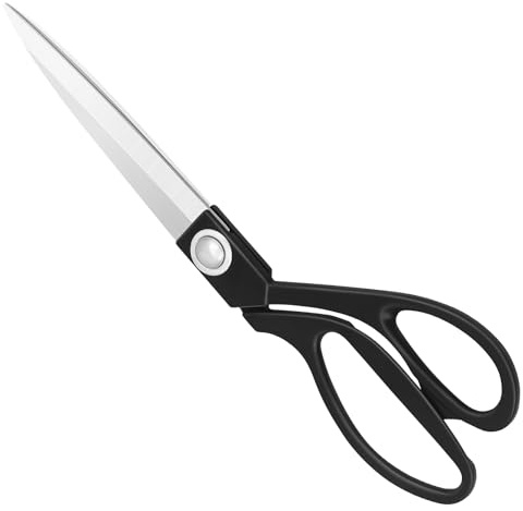 KUONIIY Tijeras de costura profesionales de acero inoxidable para tela, cuero, vestidos, artistas, estudiantes, vestidos, color negro, 24 cm