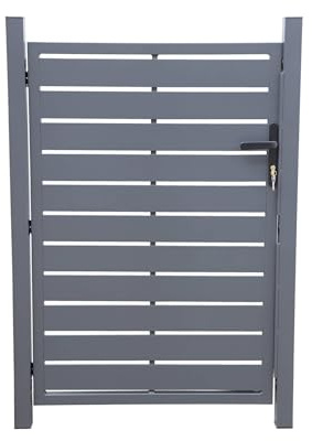 Cancello da giardino in alluminio con serratura e maniglia, 100cm, Portillon, Antracite, 100x1.4x146 cm