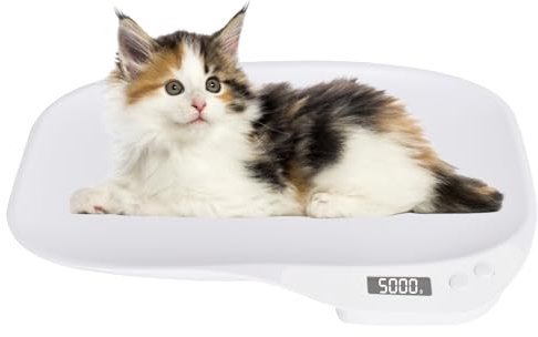 Digitale Waage für Haustiere, Tierwaage Kleintiere, Hundewaage bis 15 Kg, Katzenwaage Digital, 4 Gewichtungsmodi, Digitalwaage Küchenwaage Babywaage Katzen Hunde Vögel Kleintiere KEINE BATTERIEN