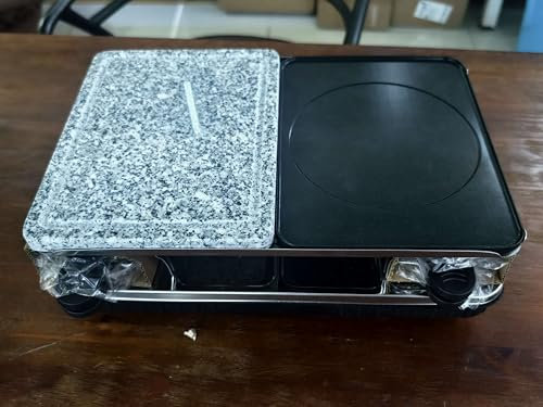 Raclette grill de mesa para 4 6 8 personas con placa grill eléctrica reversible de aluminioy placa de piedra natural - Incluye 8 sartenes para raclette (1300W)