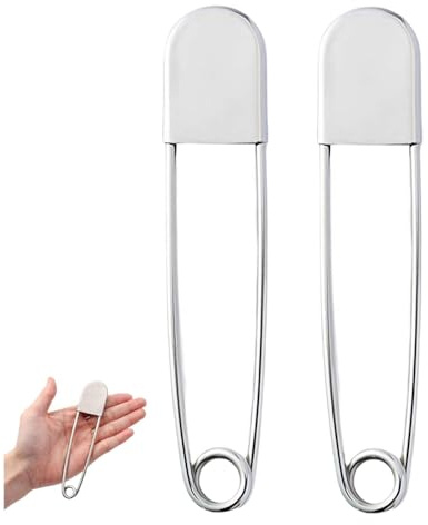 2 spille da balia grandi, 12,8 cm, resistenti, resistenti, resistenti alla ruggine, in argento nichelato, con chiusura di sicurezza, per trapuntatura, cucito, vestiti, coperte, tovaglie, artigianato