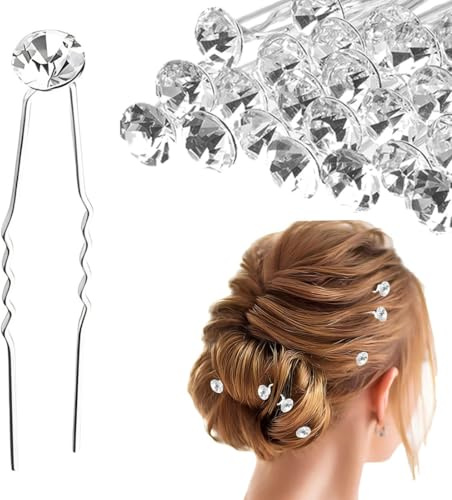 JEYORZY 20 Horquillas Pelo Mujer,Horquillas para El Pelo con Diamantes de ImitacióN,Pinzas para El Pelo de U,Horquillas para El Pelo de Boda,Accesorios para El Pelo,para Novia,Bodas,Damas de Honor