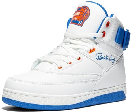 Ewing Men's 33 Hi Orion Strap Basketball Shoe, White/Royal Blue/Orange, 9