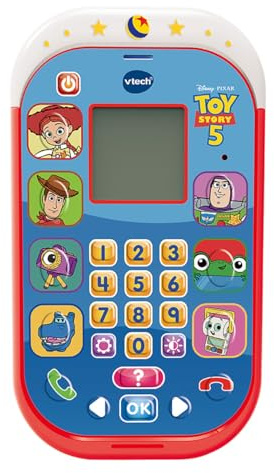 VTech - Toy Story 5 Teléfono Educativo, Juguetes Electrónicos Niños +3 Años | Pantalla LCD con animaciones, 8 actividades, Teclado 10 Cifras y Voz Original de Jessie, 2 pilas AA, Versión ESP