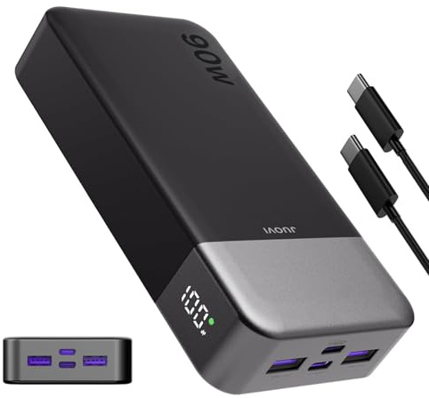 JUOVI Batería Externa Carga Rápida, 90W Power Bank 20000mAh para Laptop