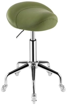 LQVAIPT Sgabello da sella ergonomico con rotelle, sedia idraulica regolabile con ruote, colore grigio, for uso interno ed esterno(Green)