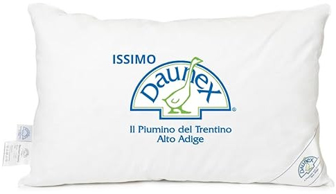 Tata Home Cuscino in Piuma d'Oca DAUNEX Trentino 50x80 cm Peso 1000 g Guanciale Letto Morbido Sostegno Medio Cotone Twill Anallergico Antipiuma OEKO-TEX Made in Italy Mod. Issimo