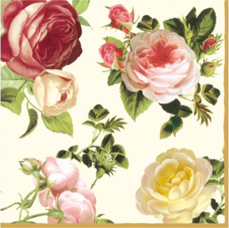 Rose Paper Luncheon Napkins 40Pack, 4 Color Roses Vintage Floral Disposable