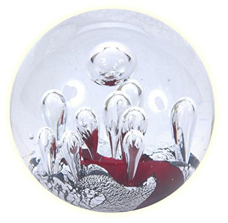 Kleine Sulfid – Farben Rot, Schwarz und Silber mit Blasen. Traumkugeln, Glaskugel, Briefbeschwerer, Wunschkugel