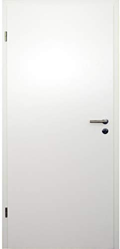HORI® Zimmertür Komplettset mit Zarge und Türdrücker I Innentür CPL Weiß I Höhe 198,5 cm I Anschlag, Breite und Wandstärke wählbar I DIN links I 1985 x 610 x 100 mm