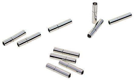 Sharplace 10 Stück Leder Endkappen zur Schmuckherstellung, Lederschnur Ende Cap Druckverschlüsse für Halskette Armband (2mm, Silber)