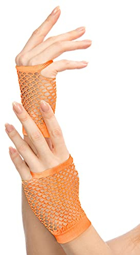 Rocking Net-handskar 80- / 90-tal för damer och flickor (Neon Orange)