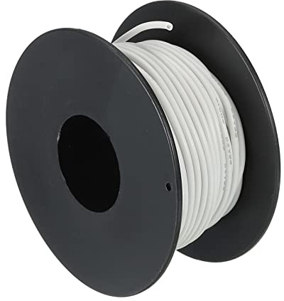 sourcing map Filo in silicone calibro 22, filo elettrico 22 AWG, filo di collegamento ad alta temperatura, filo di rame stagnato da 15 m, bobina bianca per cablaggio modello, cablaggio fai da te