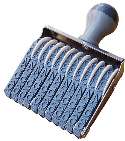 Harilla Tampon numéroté en caoutchouc Tampon de numérotation 11 chiffres Chariot multifonction Calendrier Symbole de l'heure Appareils Timbre de date Roues