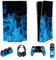PlayVital Full Set Skin Sticker für ps5 Slim Konsole Digital Edition,Aufkleber Vinyl-Skin Stickers Schutzfolie Folie für ps5 Controller,Ladestation, Headset,Medienfernbedienung-Blaue Flamme