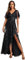 Ever-Pretty Women's Maxi Evening Dresses Sequin Embroidered Double V Prom Dress with Ruffles Sleeve Bridesmaid High-Low Dress Black 18UK