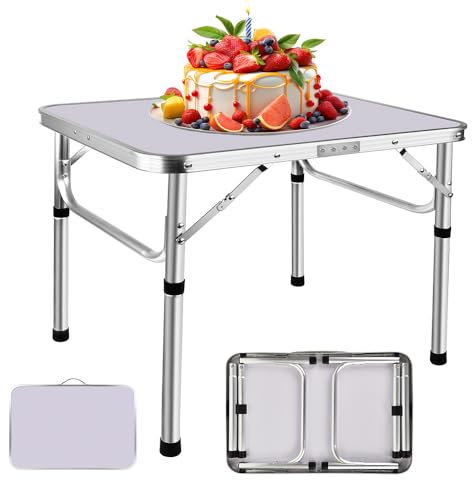 AUTOFU Folding Table Portable Lightweight Camping Tables Fold up Picnic Table with Height Adjustable Legs Collapsible Table Outdoor Table Foldable for Beach Garden Fishing BBQ Catering Dining