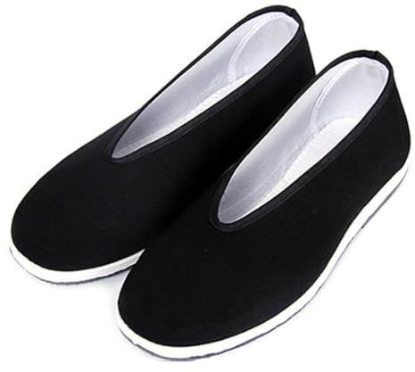 FJJLOVE Pantofole Tradizionali Cinesi da Donna da Uomo Scarpe da Casa Antiscivolo Leggere Scarpe Tai Chi per Arti Marziali in Tela,Nero,38 EU