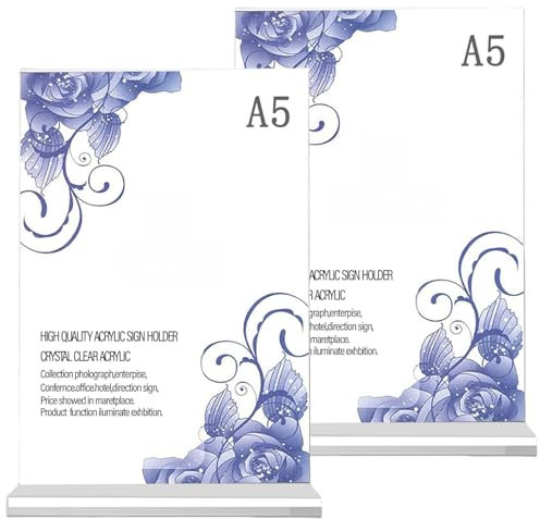 IATAHI Tischaufsteller,2pcs Preisschilder Aufsteller Tischständer,Tischständer Acryl,Acryl T-Ständer,Acryl Tischaufsteller,T-Ständer Aufsteller,Werbeaufsteller Preisschilder Ständer für Restaurant