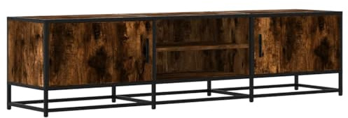 vidaXL Mobile TV Rovere Fumo 160x35x41 cm Legno Multistrato e Metallo, Supporto TV, Mobile HiFi, consolle TV, credenza TV