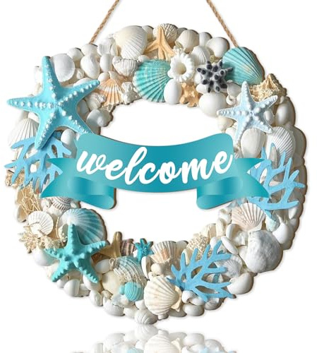 TOARTi Beach Welcome Wall Sign Summer Hanging Plaque for Front Door 11x11in