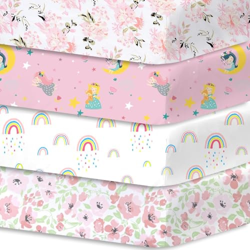 Little Grape Land de Draps pour Lit Bébé 4 Pièces 70x140 cm 100% Microfibre Respirante Certifié Oeko-TEX Protège Matelas Amovible et Lavable Motifs Mignons pour Berceau et Matelas Bébé(Daliah)