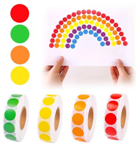 UIEXAY 4000 Stück Runde Aufkleber 13Mm, Klebeetiketten Rund, Markierungspunkte, Klebepunkte Auf Rolle, Punktaufkleber Für Diy Kalende Notizbücher Planer