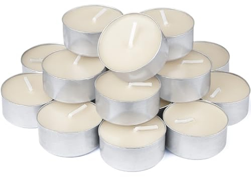 DEYBBY Natural Beeswax Tea Lights Candles, 20 Pack Handmade Beeswax Tea Candles in Aluminum Cup, Cream White Tealights for Home Decoration, Wedding, Spa, Church, Emergencies