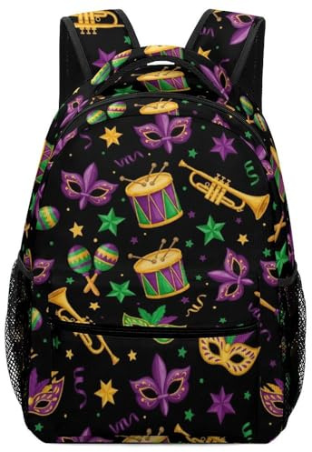 Masques De Mardi Gras Trompettes Cartables Scolaires Antivol Cartable Scolaire Léger Sac À Dos Pour Plein Air Voyage Déplacements 29X40Cm