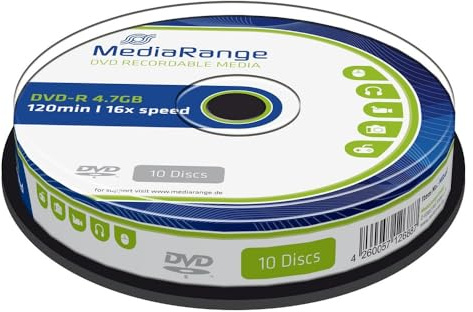 MediaRange MR452 DVD regrabable, 4.7GB,120min, velocidad 16x, Cake 10