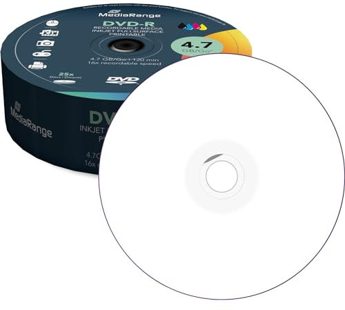 MediaRange MR407 4.7 GB DVD-R 25pc (S) blanko DVD – Blank DVDs (4.7 GB, DVD-R, 25 pc (S), 16 x, Cakebox)