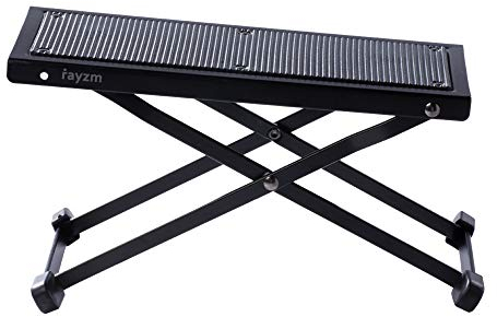 Rayzm Guitar Fußstütze mit rutschfester Gummiunterlage, faltbarer Metallgitarre Fußbank für klassische/akustische/elektrische Gitarre, höhenverstellbar, superstabil und langlebig